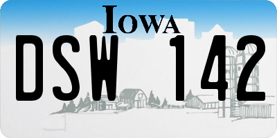 IA license plate DSW142