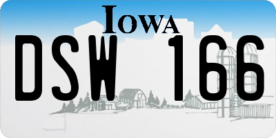 IA license plate DSW166