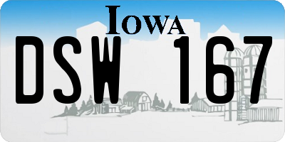 IA license plate DSW167