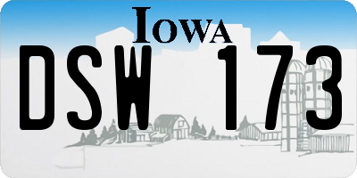IA license plate DSW173