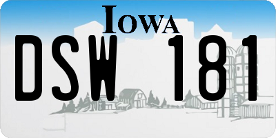 IA license plate DSW181