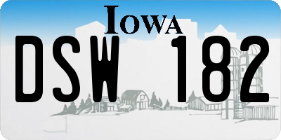 IA license plate DSW182