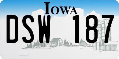 IA license plate DSW187