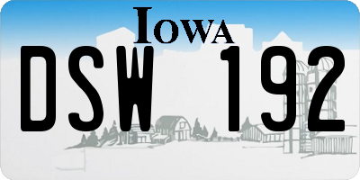 IA license plate DSW192