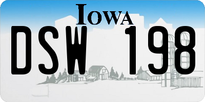 IA license plate DSW198