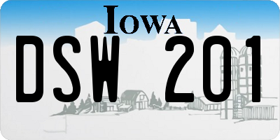 IA license plate DSW201