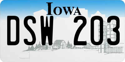 IA license plate DSW203