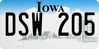 IA license plate DSW205