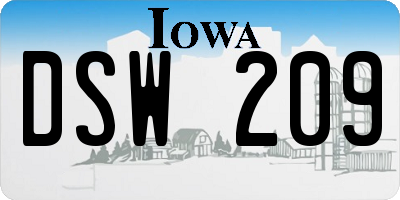 IA license plate DSW209