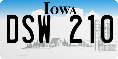 IA license plate DSW210