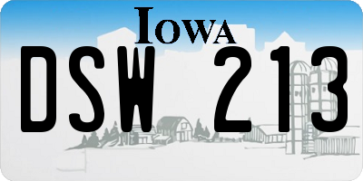 IA license plate DSW213