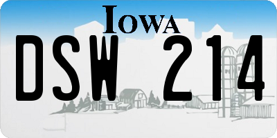 IA license plate DSW214