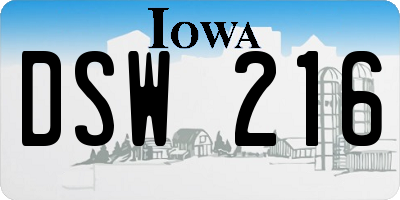 IA license plate DSW216