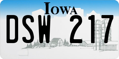 IA license plate DSW217
