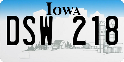 IA license plate DSW218