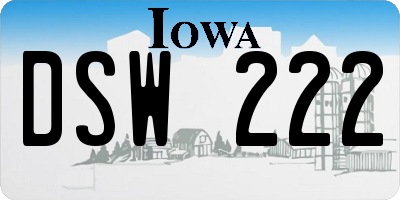 IA license plate DSW222