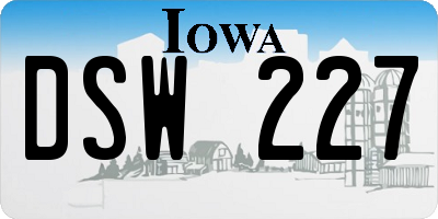 IA license plate DSW227
