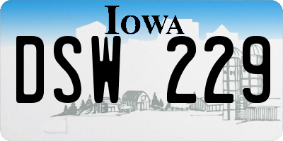 IA license plate DSW229