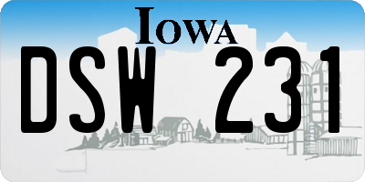 IA license plate DSW231
