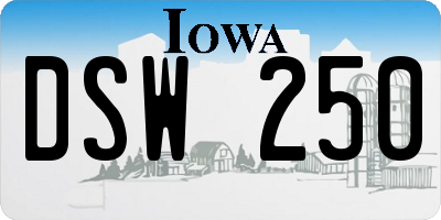 IA license plate DSW250