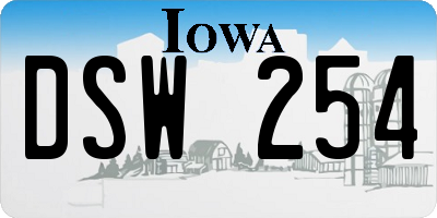 IA license plate DSW254