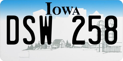 IA license plate DSW258