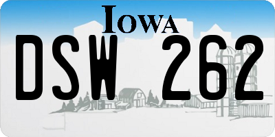 IA license plate DSW262