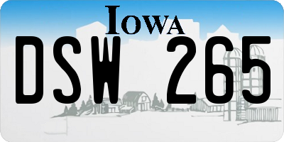 IA license plate DSW265