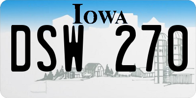 IA license plate DSW270