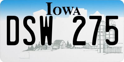 IA license plate DSW275
