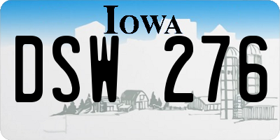 IA license plate DSW276