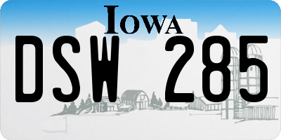 IA license plate DSW285