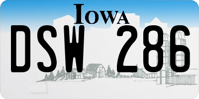 IA license plate DSW286