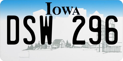 IA license plate DSW296