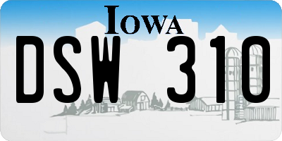 IA license plate DSW310