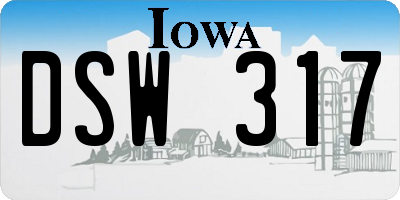 IA license plate DSW317