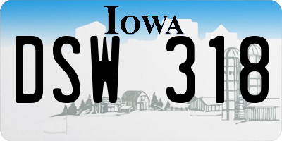 IA license plate DSW318