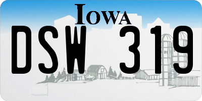 IA license plate DSW319
