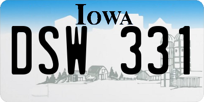 IA license plate DSW331