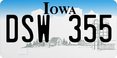 IA license plate DSW355
