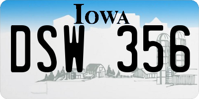 IA license plate DSW356