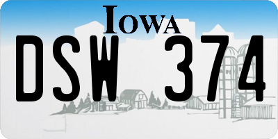 IA license plate DSW374