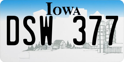 IA license plate DSW377