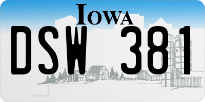 IA license plate DSW381