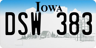 IA license plate DSW383