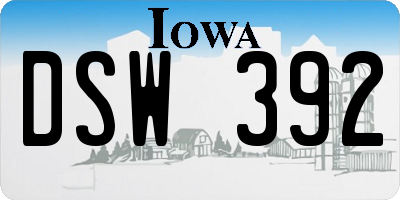 IA license plate DSW392