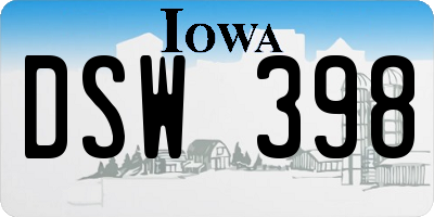 IA license plate DSW398