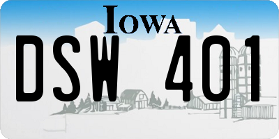IA license plate DSW401
