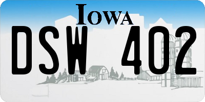 IA license plate DSW402