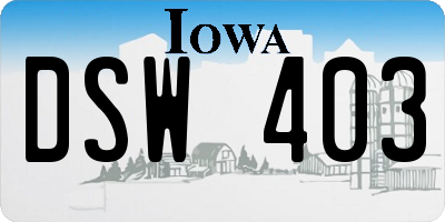 IA license plate DSW403